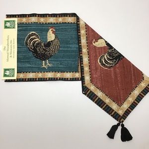 NWT Warren Kimble Woven Rooster 72” Table Runner